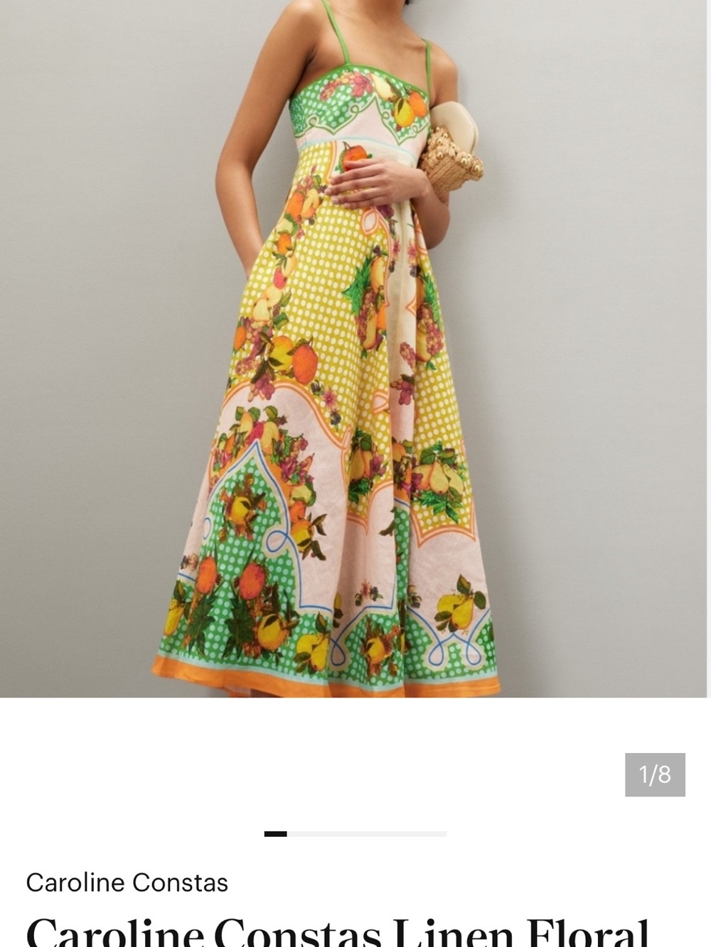Caroline Constas Anthropologie Lemonis summer linen cotton  Alemais midi dress L